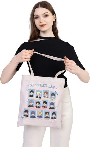 WSNANG الكورية الفرقة 17 هدية المشجعين الكوريين carat canvas حقيبة كوريا لعشاق الموسيقى الهدايا الكتف مجموعة MERCH in Saudi Arabia