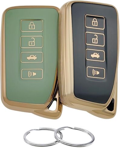 TPU Key Fob Cover Compatible with 2013-2021 Lexus ES300h ES350 GS350 GS450h IS200t IS300 IS350 LX570 NX200t NX300h RC350 RX350 RX450h (Black/White) in Saudi Arabia