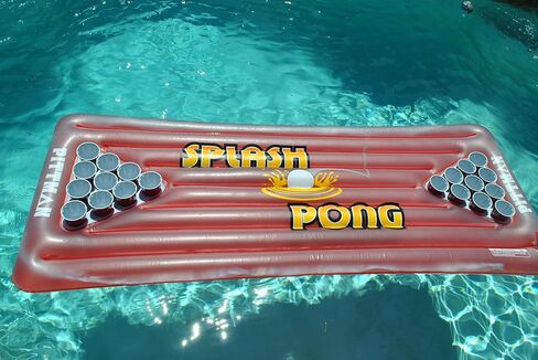 طاولة Pittman Outdoors العائمة لشرب البيرة - طاولة قابلة للنفخ سبلاش بونج مع حاملات أكواب متوهجة في الظلام، تتسع لشخصين أو 4 أشخاص in Kuwait