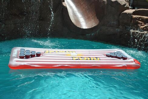 طاولة Pittman Outdoors العائمة لشرب البيرة - طاولة قابلة للنفخ سبلاش بونج مع حاملات أكواب متوهجة في الظلام، تتسع لشخصين أو 4 أشخاص in Kuwait