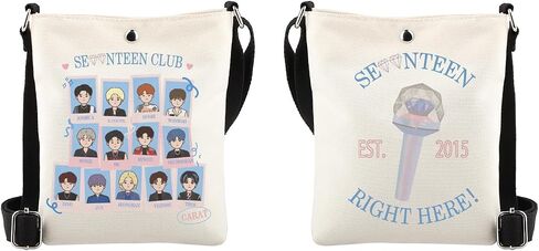 WSNANG Korean Band 17 Gift Korean Fans Carat Canvas Tote Bag Korean Music Lover GiftKorean Shoulder Bag Group Merch in Saudi Arabia
