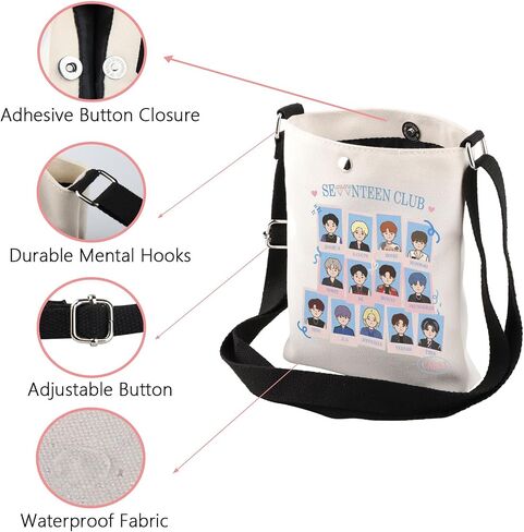WSNANG Korean Band 17 Gift Korean Fans Carat Canvas Tote Bag Korean Music Lover GiftKorean Shoulder Bag Group Merch in Saudi Arabia