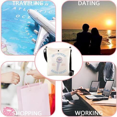 WSNANG Korean Band 17 Gift Korean Fans Carat Canvas Tote Bag Korean Music Lover GiftKorean Shoulder Bag Group Merch in Saudi Arabia