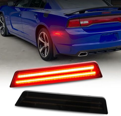تلقائيًا تلقائيًا مصابيح علامات LED RED RED RED RED متطورة مع 2008-2014 DODGE Challenger & 2011-2014 Charger ، علامات الجانبية الحاجز ، سائق العدسة المدخنة والركاب ، مصابيح وقوف السيارات ، 2 مساءً in Kuwait
