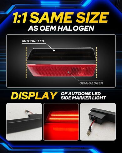 تلقائيًا تلقائيًا مصابيح علامات LED RED RED RED RED متطورة مع 2008-2014 DODGE Challenger & 2011-2014 Charger ، علامات الجانبية الحاجز ، سائق العدسة المدخنة والركاب ، مصابيح وقوف السيارات ، 2 مساءً in Kuwait