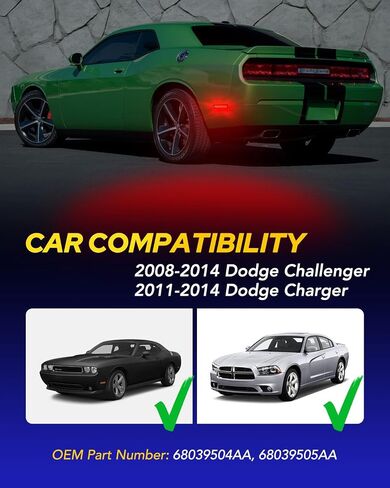تلقائيًا تلقائيًا مصابيح علامات LED RED RED RED RED متطورة مع 2008-2014 DODGE Challenger & 2011-2014 Charger ، علامات الجانبية الحاجز ، سائق العدسة المدخنة والركاب ، مصابيح وقوف السيارات ، 2 مساءً in Kuwait