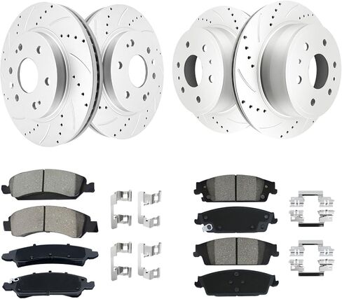 Front+Rear Brakes and Rotors Kit Replace for 2014-2018 Chevy Silverado 1500, 2015-2020 Tahoe, 2015-2020 Suburban, 2015-2020 GMC Yukon, 2014-2018 Sierra 1500, 580279+581032, 19175334+19340369 in Kuwait