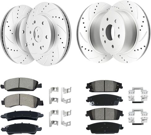 Front+Rear Brakes and Rotors Kit Replace for 2014-2018 Chevy Silverado 1500, 2015-2020 Tahoe, 2015-2020 Suburban, 2015-2020 GMC Yukon, 2014-2018 Sierra 1500, 580279+581032, 19175334+19340369 in Kuwait