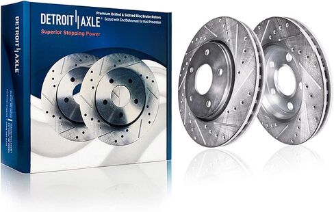 Detroit Axle - مجموعة الفرامل الأمامية لجيب Grand Cherokee Wrangler XJ Comanche Wagoneer استبدال فرامل قرصية محفورة ومرسى ووسادات الفرامل السيراميك in Saudi Arabia