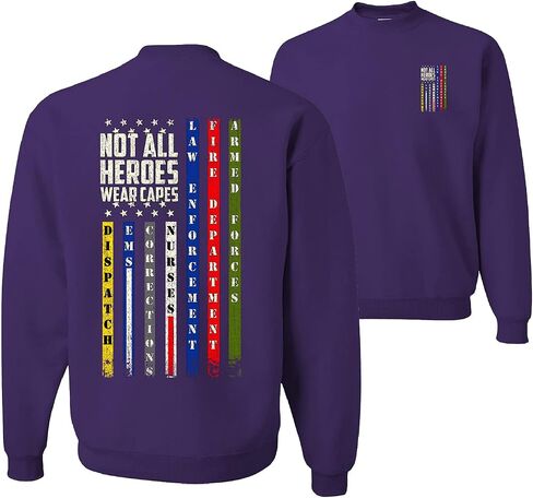 Wild Bobby US Flag Frontlines First Responder Support Patriotic Patriotic Eagle Front and Back Unisex Crewneck Sweatshirt in Saudi Arabia