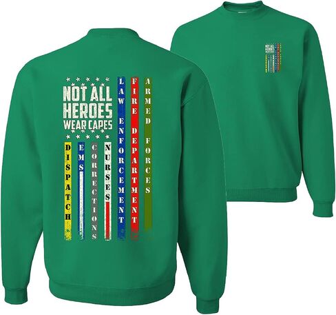 Wild Bobby US Flag Frontlines First Responder Support Patriotic Patriotic Eagle Front and Back Unisex Crewneck Sweatshirt in Saudi Arabia