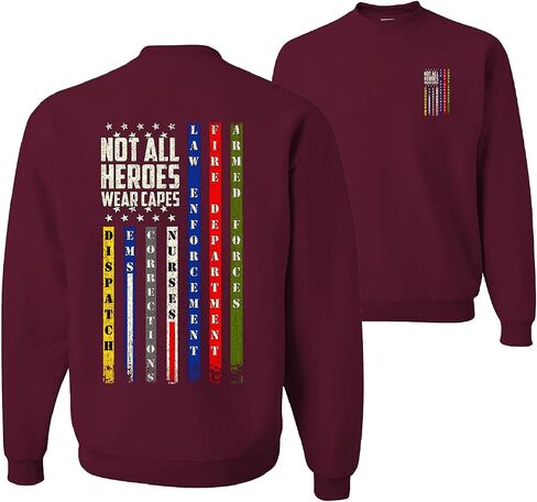 Wild Bobby US Flag Frontlines First Responder Support Patriotic Patriotic Eagle Front and Back Unisex Crewneck Sweatshirt in Saudi Arabia