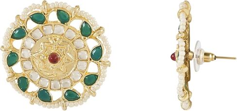 I Jewels Gold Plated Indian Wedding Bollywood Kundan & Stone مصنوع يدويًا مجوهرات قلادة اللؤلؤة مع أقراط مسمار مجموعة للنساء (ML324mg) in Saudi Arabia