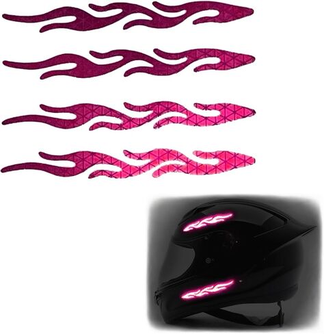 customTAYLOR33 High-Intensity Grade Premium Reflective Tribal Flame Helmet Decals, Motorcycle Safety Sticker Decals (Special Edition Hot Pink) in Kuwait