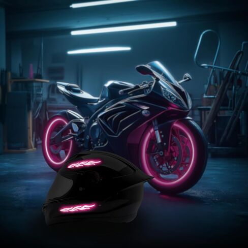 customTAYLOR33 High-Intensity Grade Premium Reflective Tribal Flame Helmet Decals, Motorcycle Safety Sticker Decals (Special Edition Hot Pink) in Kuwait