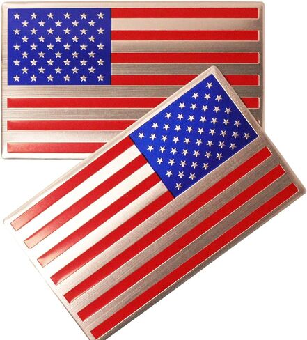 Generic 2 Pack 3D Metal Red American Flag Sticker for Car, Embossed Red 5" x 3" Patriotic American Flag Decals for Trucks, Compatible with Jeep, Trucks, RV, SUV and More in Saudi Arabia