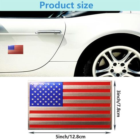Generic 2 Pack 3D Metal Red American Flag Sticker for Car, Embossed Red 5" x 3" Patriotic American Flag Decals for Trucks, Compatible with Jeep, Trucks, RV, SUV and More in Saudi Arabia