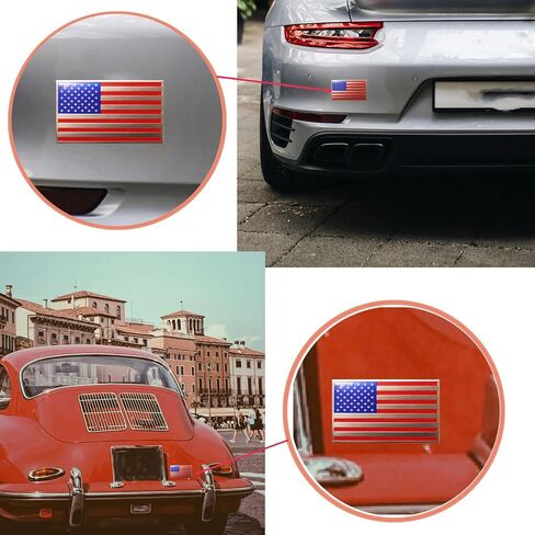 Generic 2 Pack 3D Metal Red American Flag Sticker for Car, Embossed Red 5" x 3" Patriotic American Flag Decals for Trucks, Compatible with Jeep, Trucks, RV, SUV and More in Saudi Arabia