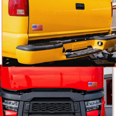Generic 2 Pack 3D Metal Red American Flag Sticker for Car, Embossed Red 5" x 3" Patriotic American Flag Decals for Trucks, Compatible with Jeep, Trucks, RV, SUV and More in Saudi Arabia