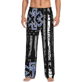 Men's Pajama Pants Mens PJs Sleepwear Bottoms Sleep Lounge Long Pants Relaxation Wide Leg Slacks with Pockets in Kuwait