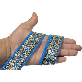 Craft Love Sequence Velvet Zari Lace 9.2 Yards/ 8.5 Meters for Sewing Decoration & Crafts (3 cm Wide), Red, ART-12042022A5 in Kuwait