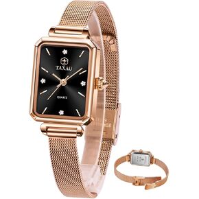 Women's Watches Small Mesh Watch Dress Waterproof Rectangle Ladies Watches Elegant Analog Watch Ultra-Thin Dial, Luxury Diamond, Adjustable Rose-Gold Tone Mesh Band in Kuwait