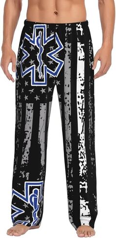 Men's Pajama Pants Mens PJs Sleepwear Bottoms Sleep Lounge Long Pants Relaxation Wide Leg Slacks with Pockets in Kuwait