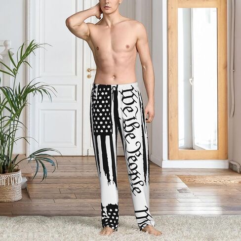 Men's Pajama Pants Mens PJs Sleepwear Bottoms Sleep Lounge Long Pants Relaxation Wide Leg Slacks with Pockets in Saudi Arabia