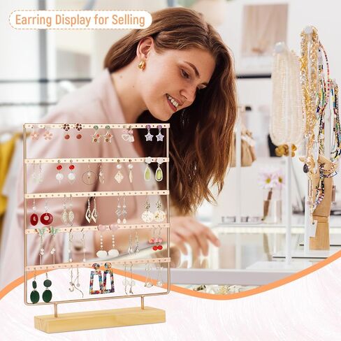 Earring Display for Vendors, Large Earring Holder Organizer Stand for Retail with 5 Tiers & 120 Holes in Saudi Arabia
