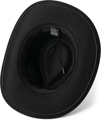 Btilasif Black Cowboy Hat for Men and Women Felt Wide Brim Mens Cowboy Fedora Hat Christmas Cowgirl Hats Gifts in Kuwait