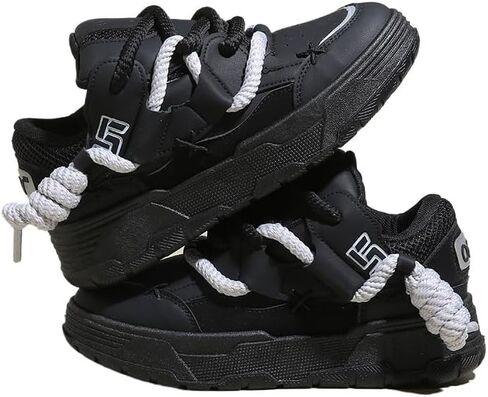 Low-Top Women's Cute Chunky Lace-Up Sneakers - Thick Sole Casual Athletic Shoes, All-Season Design in Saudi Arabia