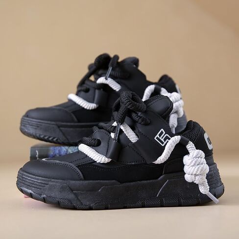 Low-Top Women's Cute Chunky Lace-Up Sneakers - Thick Sole Casual Athletic Shoes, All-Season Design in Saudi Arabia