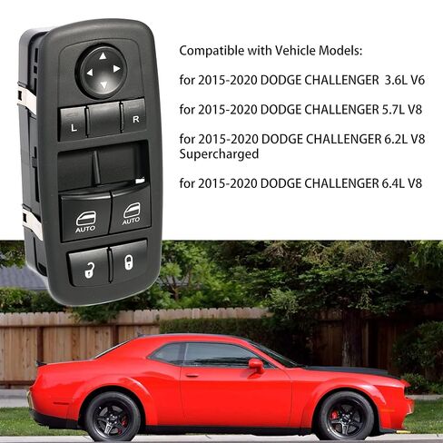 Power Window Master Switch Control Control Lifter Lifter for Dodge Challenger (Double Auto) 2015-2022 جانب السائق الأيسر الأمامي ، OE# 68183752AB ، 68183752AC ، 68183752AD ، 68183752AE ، 68183752AF ، 6832072AB in Saudi Arabia
