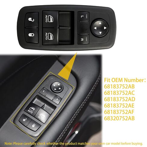 Power Window Master Switch Control Control Lifter Lifter for Dodge Challenger (Double Auto) 2015-2022 جانب السائق الأيسر الأمامي ، OE# 68183752AB ، 68183752AC ، 68183752AD ، 68183752AE ، 68183752AF ، 6832072AB in Saudi Arabia