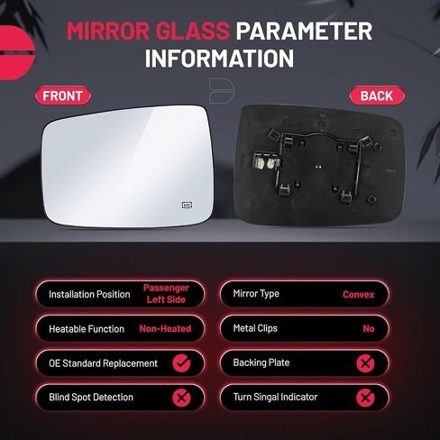 BDFHYK Passenger Right Side Heated Mirror Glass Compatible with Dodge Ram 1500 2500 2009-2018 Side View Exterior Convex Mirror with Backing Plate, Replaces 68050298AA, 68079362AA (Right) in Saudi Arabia