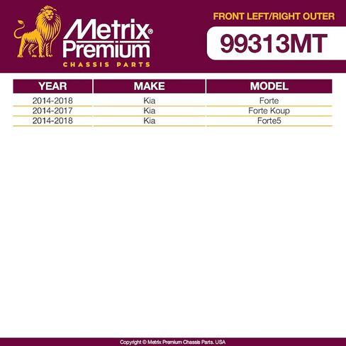 Metrix Premium Chassis Parts-الأمام اليمنى واليسرى Tie Rod End Kit Fits 2014-2018 Kia Forte ، 2014-2017 Kia Forte Koup ، 2014-2018 Kia Forte5 ، استبدال ES801064 ، ES801065 ، صنع في أوروبا in Saudi Arabia