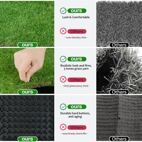 XLX TURF بلاط العشب المزيف للكلاب - الحصير العشب الاصطناعي مربع مع تصريف للفناء والشرفة والحيوانات الأليفة وديكور المنزل ، 12 حزمة in Kuwait