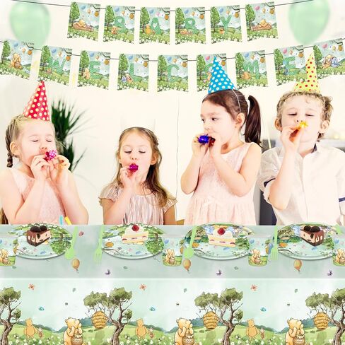 142pcs كلاسيكية دب دش استحمام الطفل أدوات المائدة استحمام الطفل مع لوحات ، منديل ، شوك ، لافتة الكؤوس ومغلق المائدة لمجموعة لوازم حفلة عيد الميلاد يقدم 20 ضيفًا (أصفر) in Kuwait