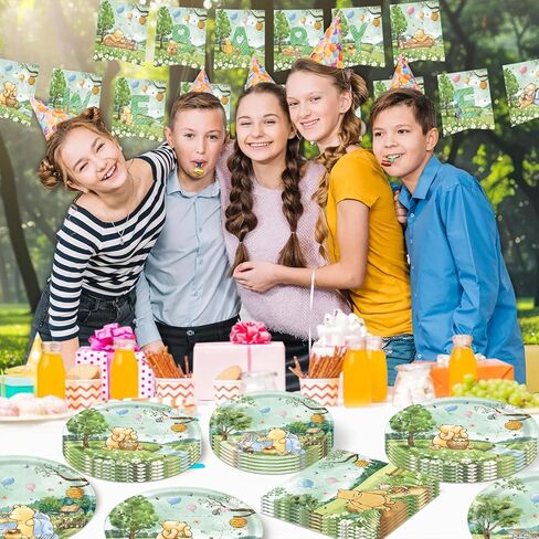 142pcs كلاسيكية دب دش استحمام الطفل أدوات المائدة استحمام الطفل مع لوحات ، منديل ، شوك ، لافتة الكؤوس ومغلق المائدة لمجموعة لوازم حفلة عيد الميلاد يقدم 20 ضيفًا (أصفر) in Kuwait