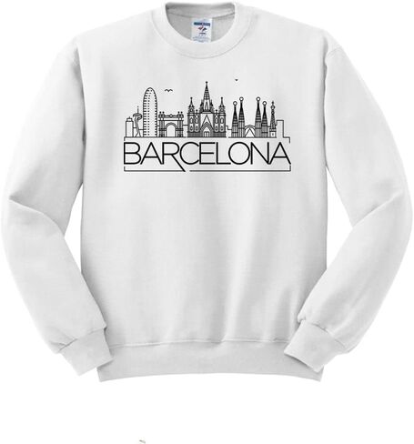 TeesAndTankYou Skyline Barcelona Spain Sweatshirt Unisex in Saudi Arabia