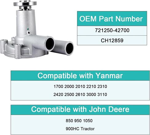 721250-42700 CH12859 مضخة المياه لـ Yanmar 1700 2000 2010 2210 2310 2420 2500 2610 3000 3000 FOR JOHN DEERE 850 950 1050 900HC DRACTOR in Saudi Arabia