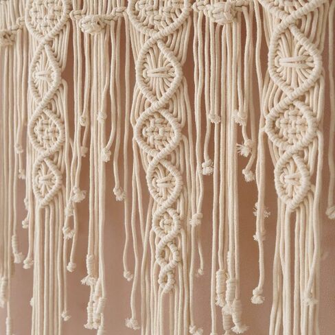 Macrame Valance Curtain for Kichen Windows 41.33*53.15Inch Farmhouse Boho Curtains for Bedroom Window Valance with Tassels Leaf Valance Treatments for Bedroom Livingroom Kitchen Bathroom Wall Decor in Saudi Arabia