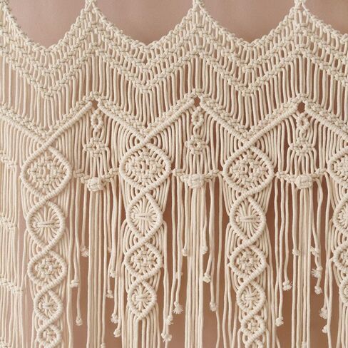 Macrame Valance Curtain for Kichen Windows 41.33*53.15Inch Farmhouse Boho Curtains for Bedroom Window Valance with Tassels Leaf Valance Treatments for Bedroom Livingroom Kitchen Bathroom Wall Decor in Saudi Arabia