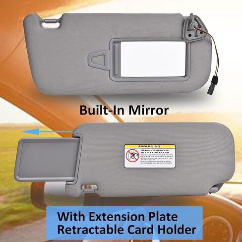 Elantra Sun Visor الإصدار الأمريكي من جانب السائق الأيسر مناسب لـ 2007-2010 Hyundai Elantra استبدال OE # 852012H0208M قماش رمادي (جانب السائق الأيسر) in Saudi Arabia
