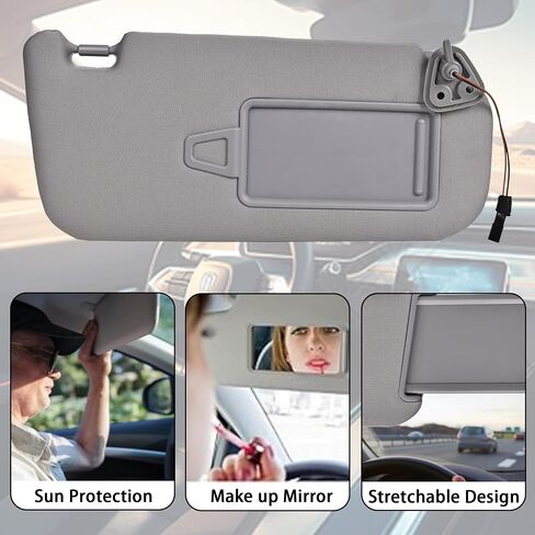 Elantra Sun Visor الإصدار الأمريكي من جانب السائق الأيسر مناسب لـ 2007-2010 Hyundai Elantra استبدال OE # 852012H0208M قماش رمادي (جانب السائق الأيسر) in Saudi Arabia