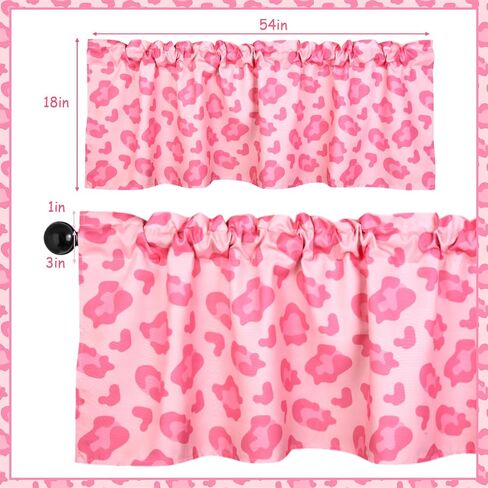 Pink Leopard Print Valance for Window, Cheetah Window Drapes Rod Pocket for Decorative Privacy Protection 18 x 54 Inches, Safari Jungle Home Farmhouse Living Room Bedroom Bathroom Decor in Saudi Arabia