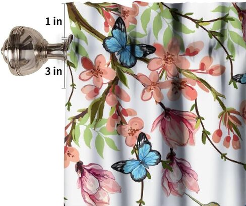 Watercolor Flower Hummingbird Valance Curtains, Wisteria Magnolia Bird Butterfly Nature Theme Window Treatment Valances for Kitchen Living Room Dinning Room, 54x18 Inch in Saudi Arabia