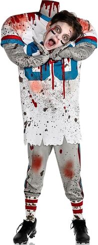 Amscan Party City City Platear Player Allusion Costume for Kids - Corror Horror Costume يشمل قميص Jersey ، والسراويل ، والجوارب - الأزياء لعيد القديسين وحفلات أعياد الميلاد والأحداث ذات الطابع in Saudi Arabia