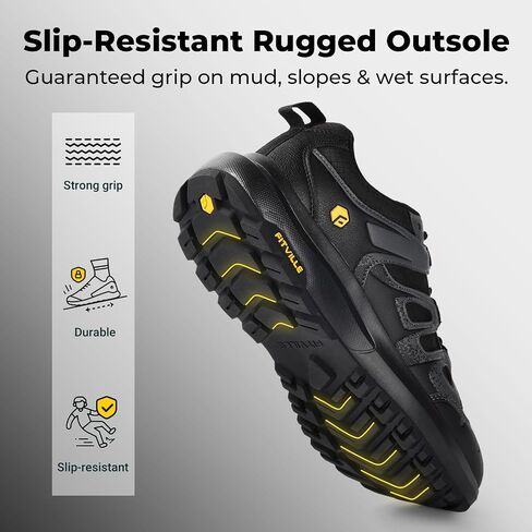 أحذية المشي لمسافات طويلة واسعة للرجال في Fitville All-Terrain Trekking Trails أحذية رياضية ماء طارد للمشي في الهواء الطلق مع دعم القوس ومقاومة للزلزان in Saudi Arabia