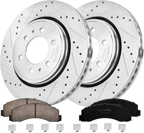 allcombo 6-Lug Front Brake Kit لعام 2010 2011 2012 2013 2014 2015 2017 2017 2018 2019 2020 Ford F-150 ، Expedition ، Lincoln Navigator Brach Praking Brakes Routors Pads 54153 1414 in Saudi Arabia